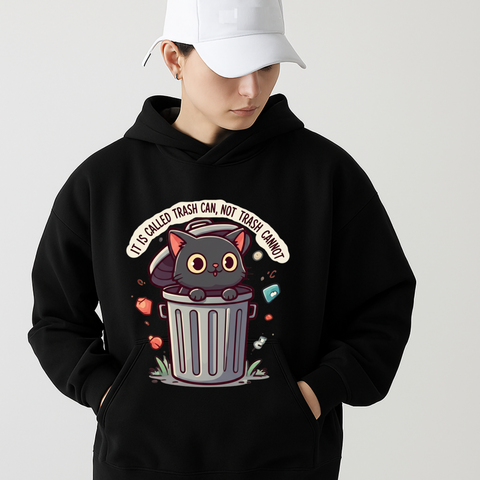 Lazy Cat Hoodie – Just a Trash Can Nap